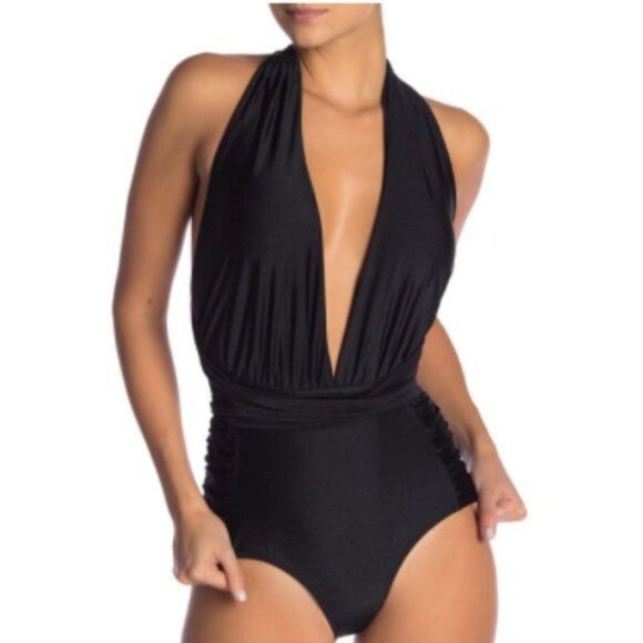 Nicole Miller New York Convertible One-Piece black Swimsuit size M - Picture 1 of 8